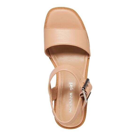 MADDEN GIRL Womens Beige 1-1/2" Platform Grandview Toe Block Heel Sandals 10 M - Picture 3 of 4
